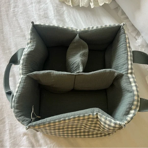 Zara Blue Checkered Storage Basket/diaper caddy - Picture 2 of 4